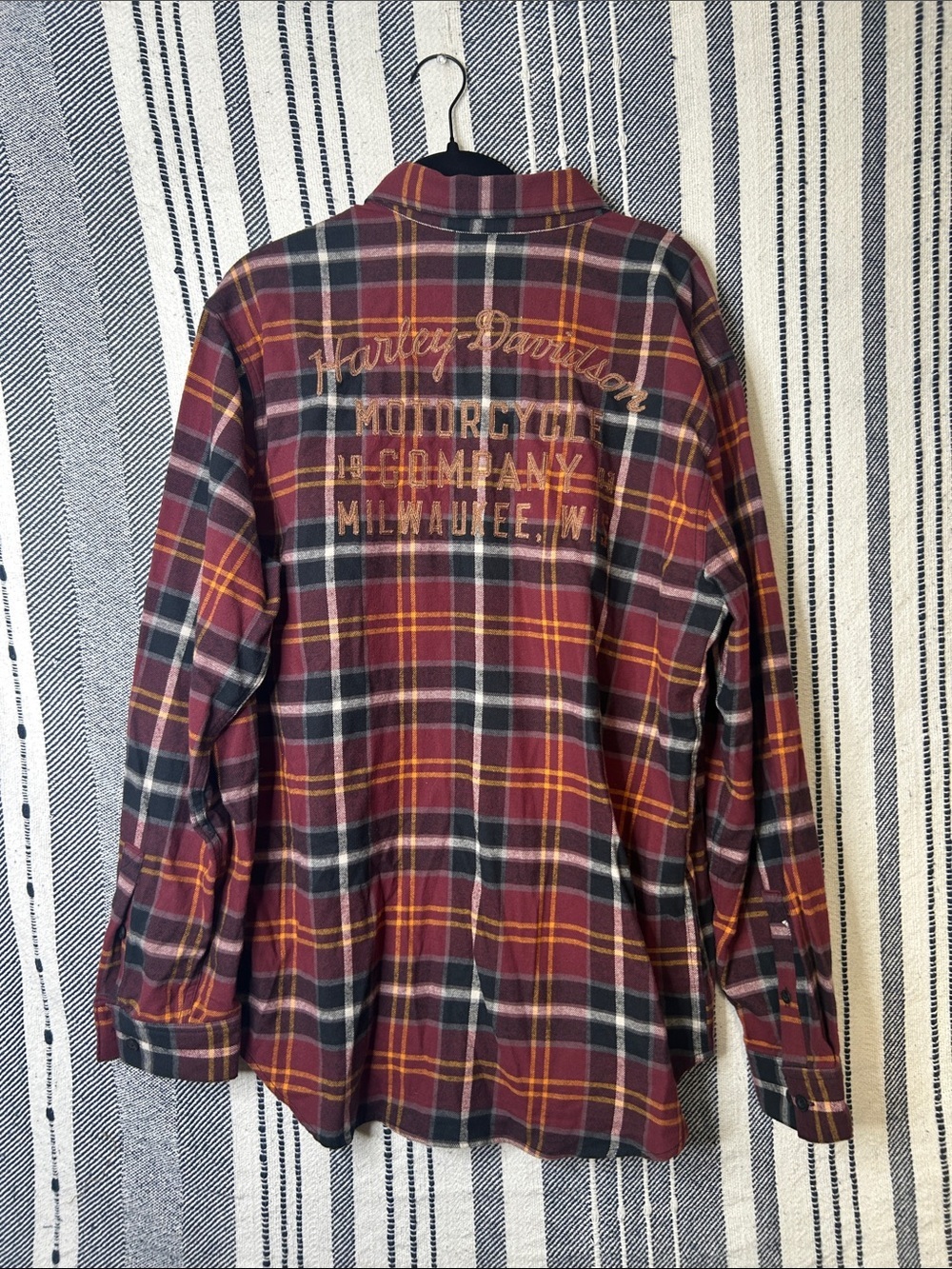 Harley Davidson Men’s Flannel Button Up Shirt - Picture 3 of 3